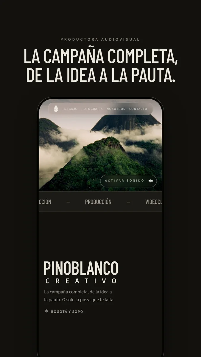 Pinoblanco Creativo: recorrido del sitio web